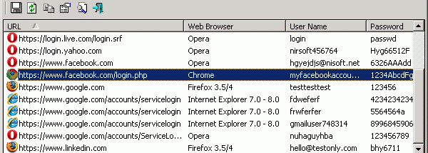 WebBrowserPassView screenshot