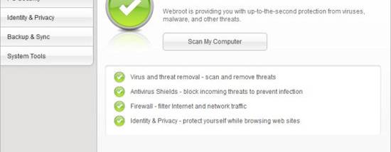 Webroot SecureAnywhere Internet Security Plus screenshot
