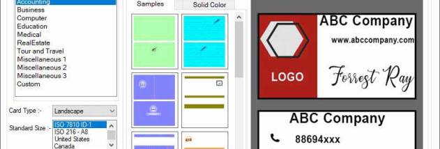 Windows Business Cards Printing Tool screenshot