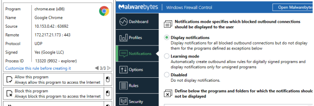 Windows Firewall Control screenshot