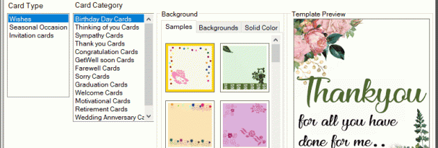 Windows Greeting Card Designing Tool screenshot