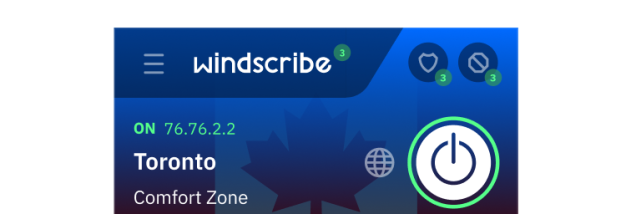 Windscribe for Firefox screenshot