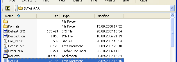 WinRAR (x32) screenshot