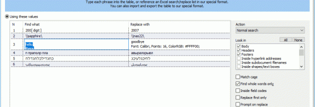 WordPipe Search and Replace for Word screenshot