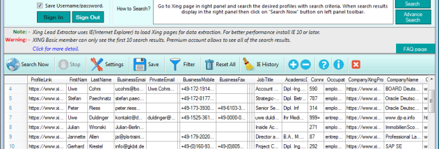 Xing Lead Extractor screenshot