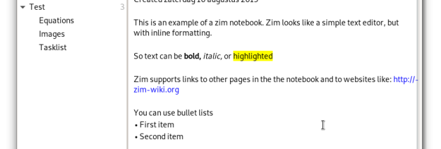 Zim Desktop Wiki screenshot
