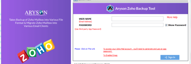 Zoho Mail Converter screenshot