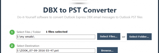 ZOOK DBX to PST Converter screenshot